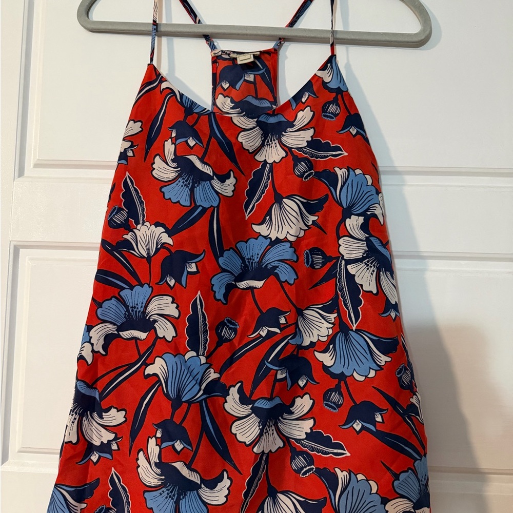J. Crew Red and Blue Floral blouse